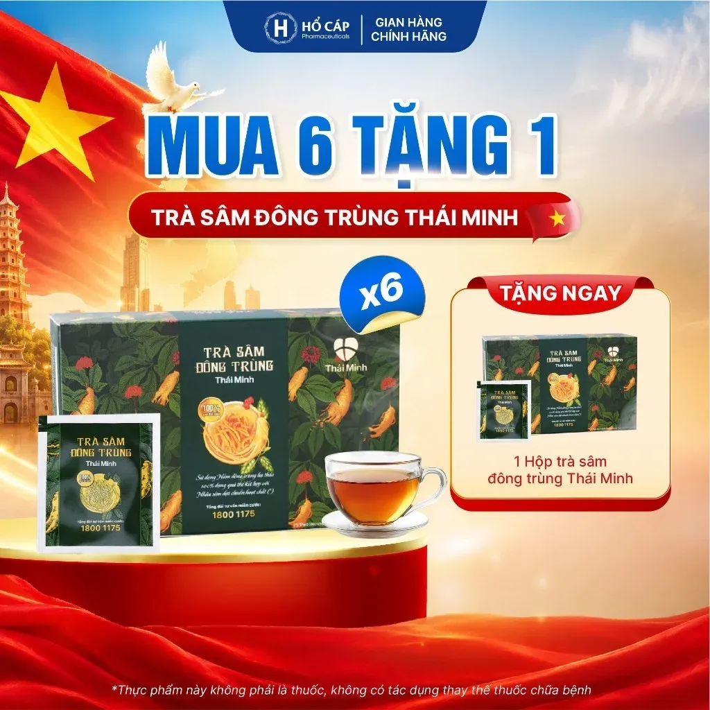 Trà sâm Đông trùng Thái Minh: Mua 6 tặng 1